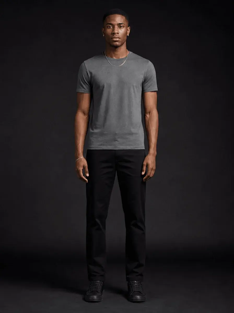 Editorial demo model ready for virtual try-on