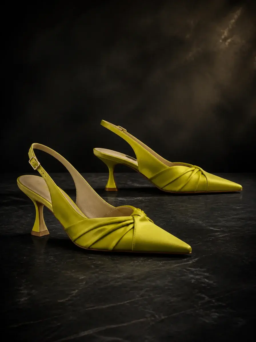 Acid-yellow slingback heels