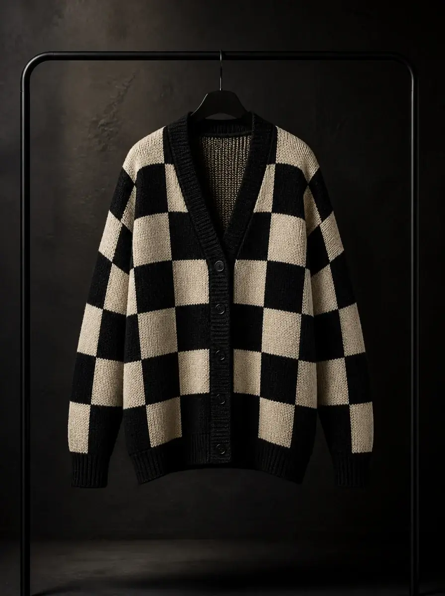 Checkerboard cardigan