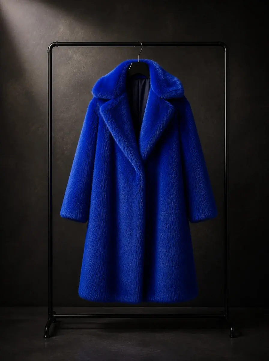 Cobalt faux-fur coat
