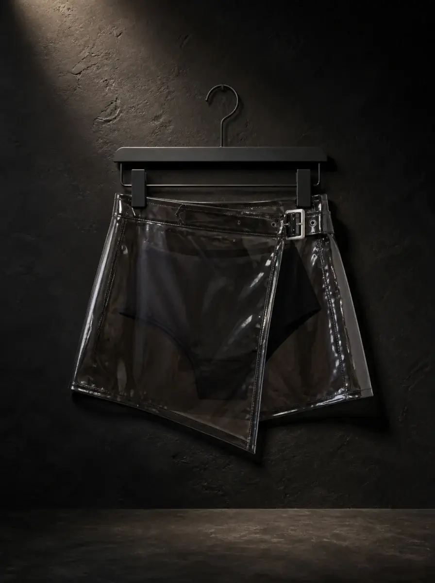 Smoke vinyl mini skirt
